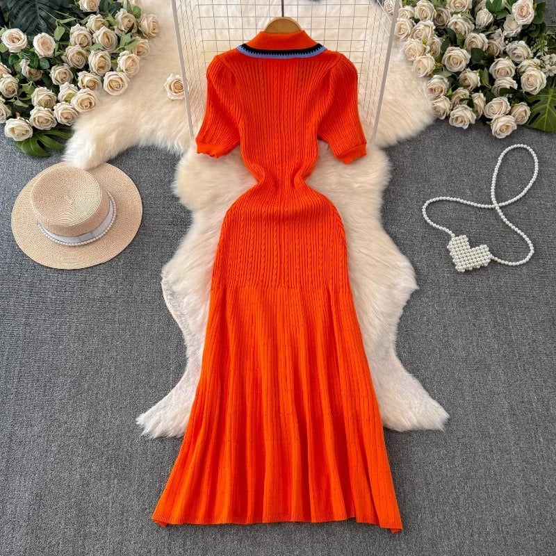 Robe chemise longue en tricot pour femmes