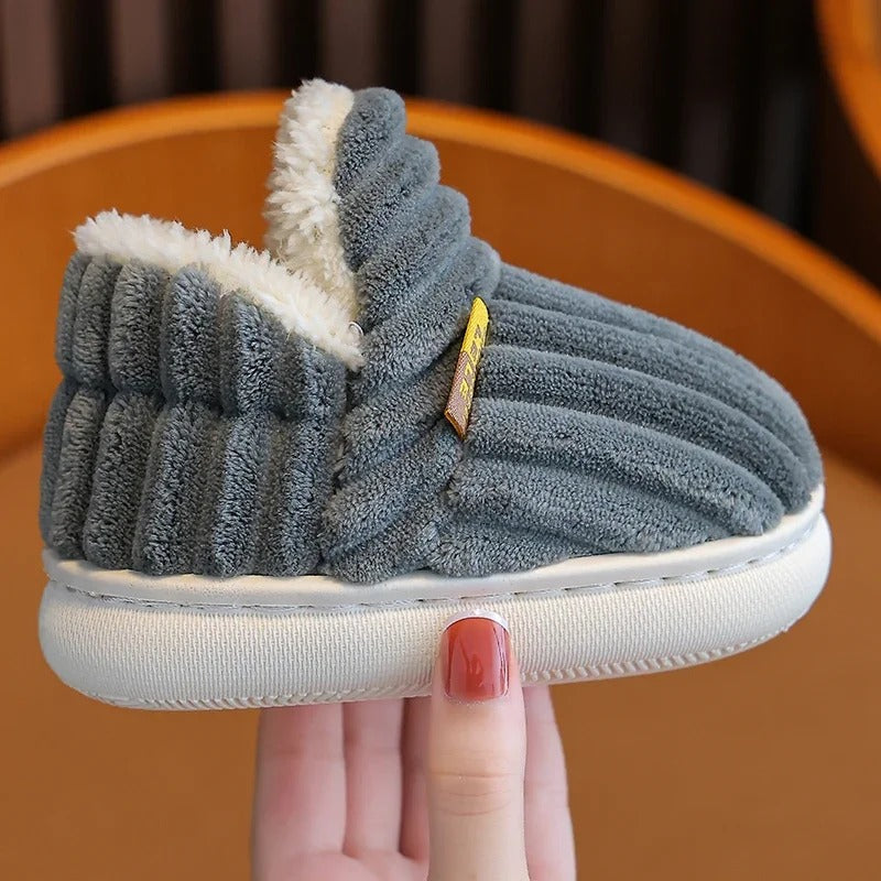 Chaussons en peluche antidérapants à semelle souple pour enfants