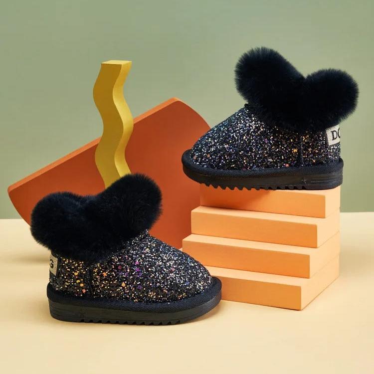 Bottes de neige chaudes en peluche à fond souple pour enfants