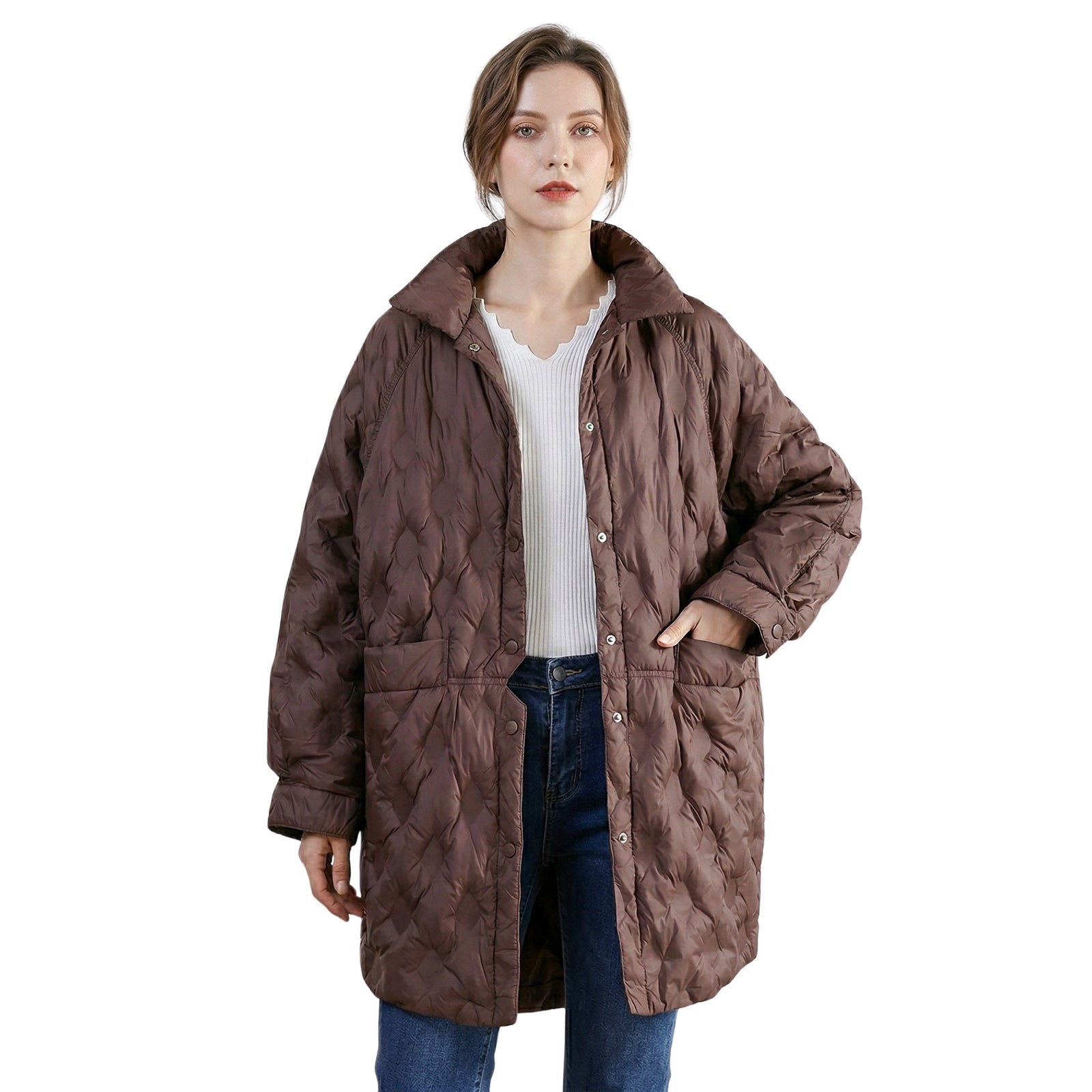 Doudoune Longue Hiver à Col Montant pour Femme