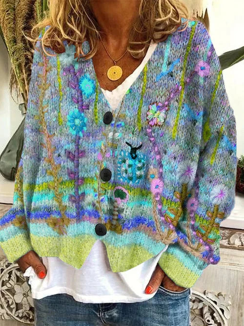 Variant image for Cardigan Femme Rétro Flanelle de Laine Douce-9