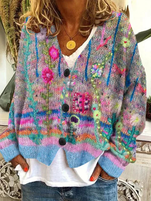 Cardigan Femme Rétro en Flanelle Douce-1