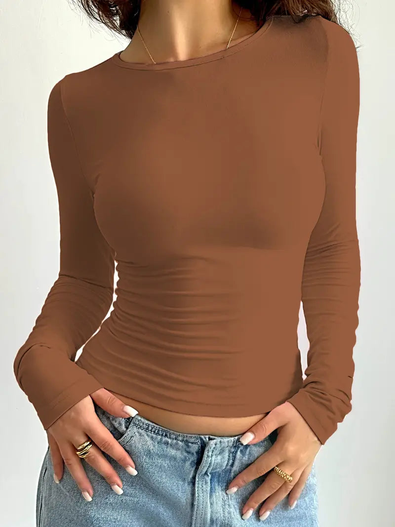 Variant image for Tee Shirt Manche Longue Femme Décolleté Rond 100% Coton-25