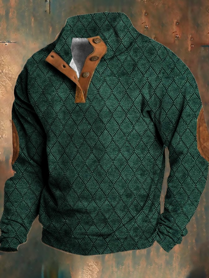 Pull Homme Décontracté Rétro en Fleece Mélangé Polyester Coton 2
