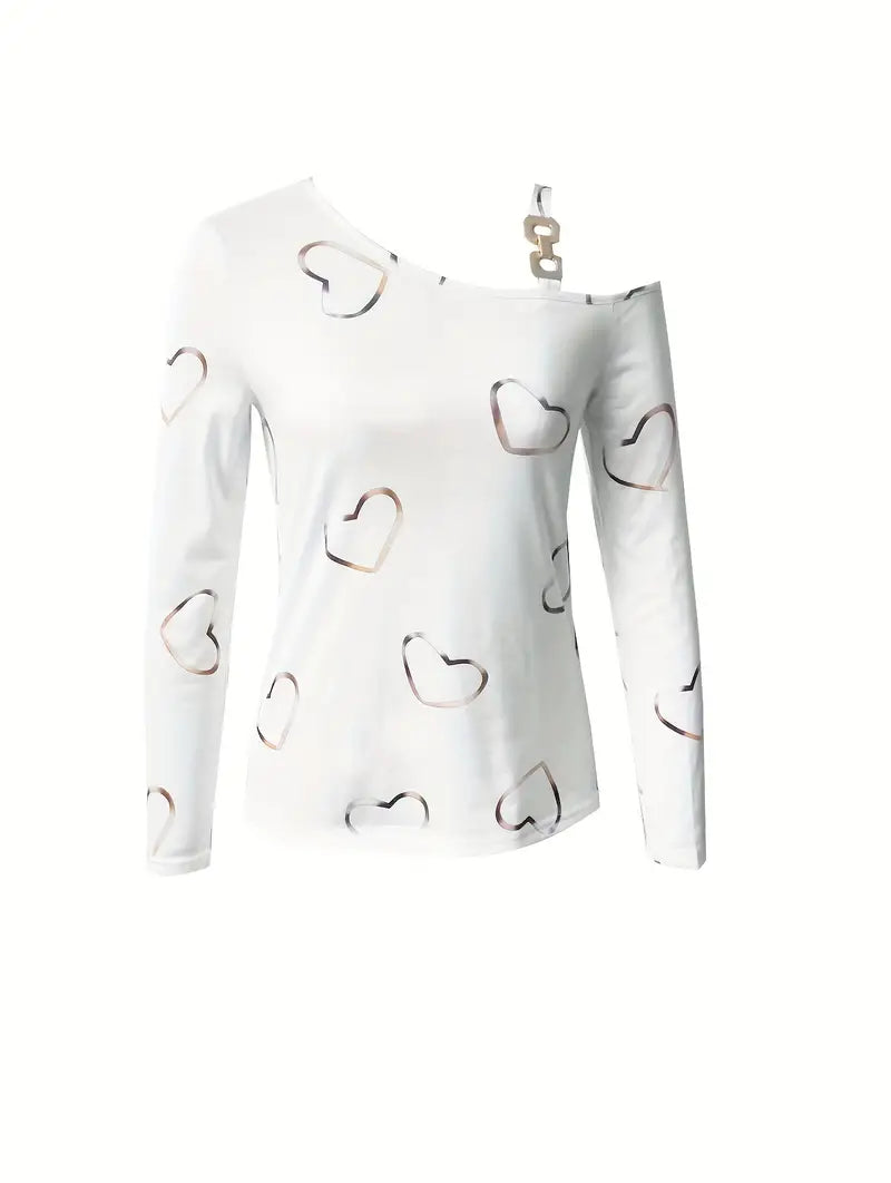 T-shirt Femme Imprimé Cardiaque Décontracté 100% Coton-3