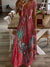 Variant image for Robe Femme Longue Col en V Imprimé Papillon 100% Polyester-33