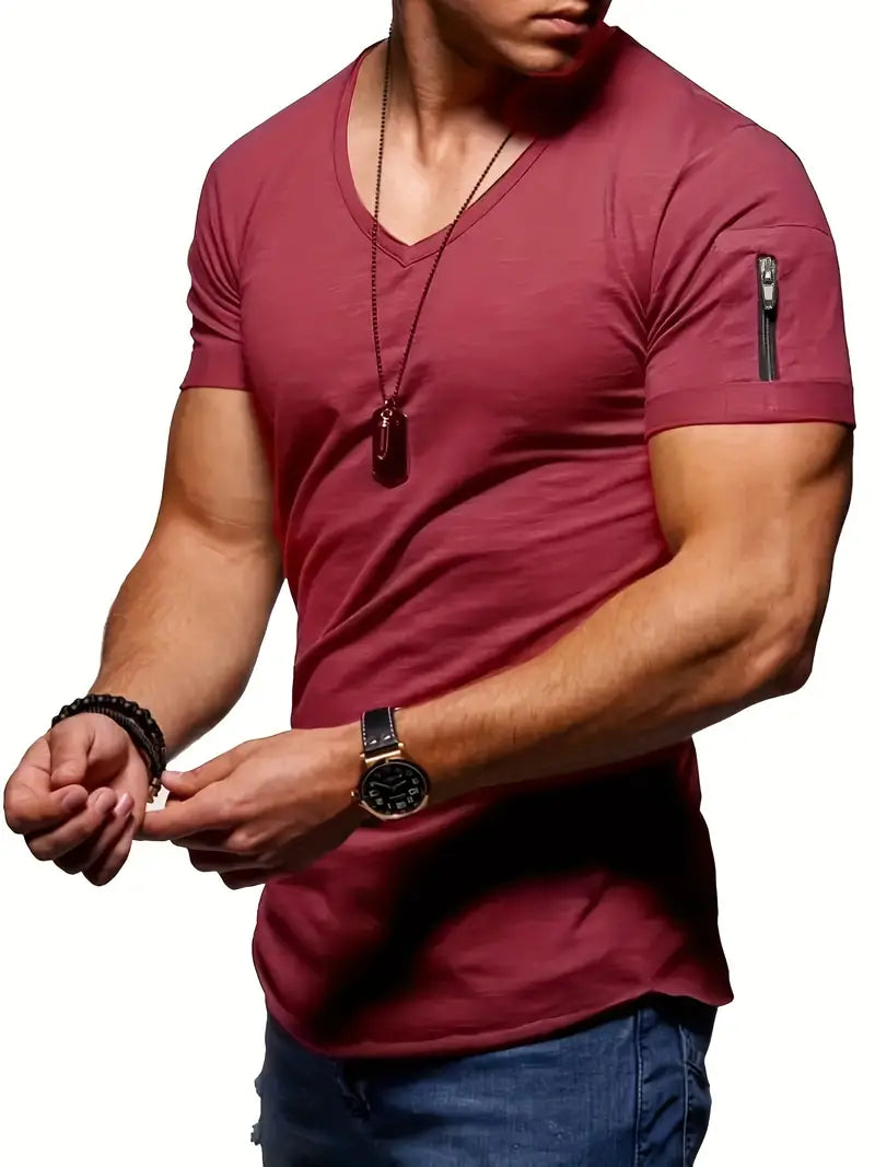 Variant image for T-Shirt Homme Décontracté Col en V 100% Coton-10