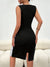 Robe Femme Longue Découpe de Blocs de Couleur Tissu Polyester-2