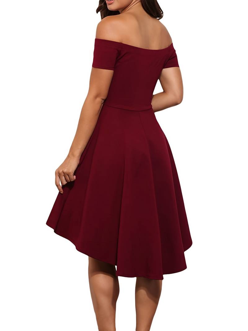 Robe de Soirée Épaules Dénudées Femme Polyester Élégante 6