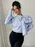 Chemise Femme Élégante à Rayures Grand Col 100% Coton Chic-2