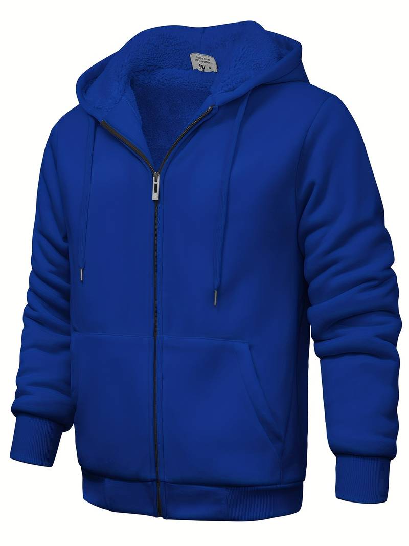 Variant image for Sweat à Capuche Homme Monochrome Zippé en Mélange de Coton et Polyester-8