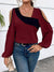 Chemisier Femme Chic Décolleté Carré Manches Longues Polyester-4