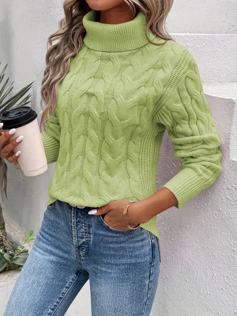 Variant image for Pull Col Roulé Femme Tricot Tressé 100% Acrylique-57