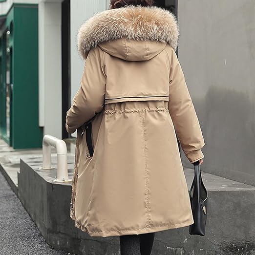 Parka à capuche avec col en fourrure pour femme