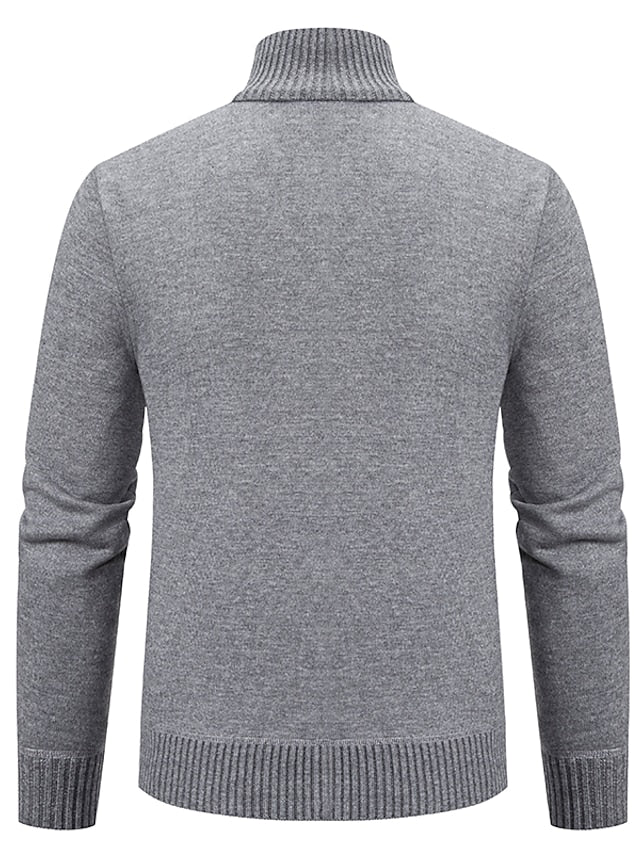 Pull pour homme à fermeture éclair en tricot doux élégant-5