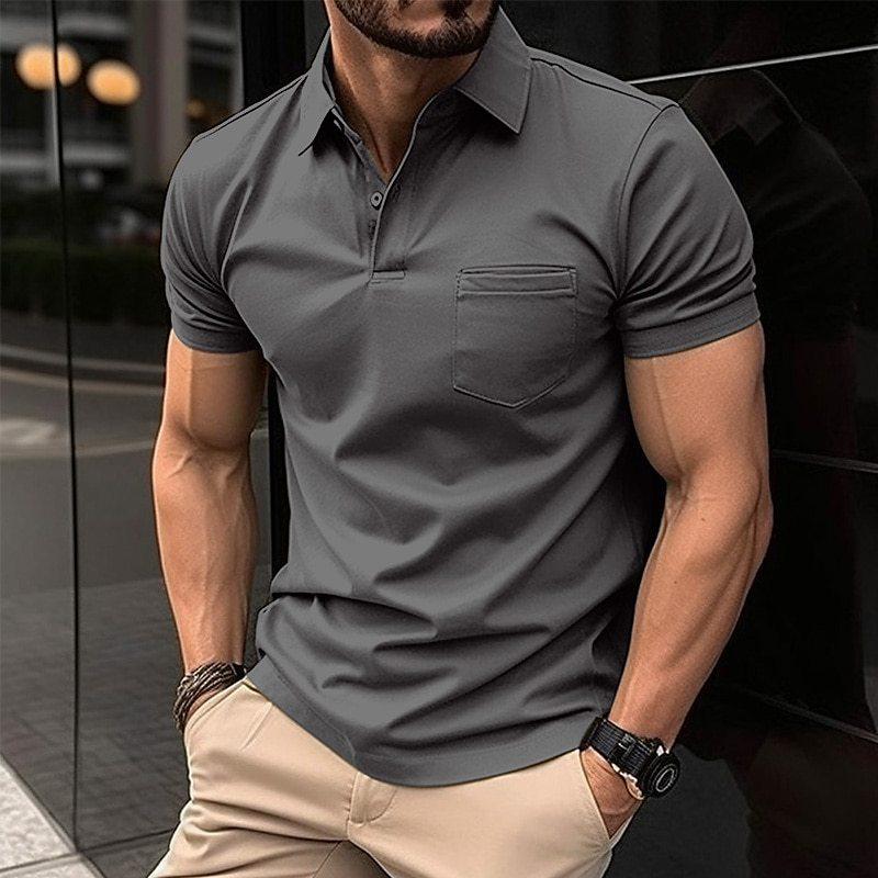 Variant image for Polo Homme Élégant Manche Courte en Tissu Respirant Noir-16