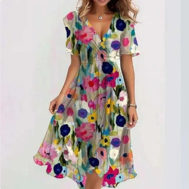 Variant image for Robe Femme Élégante Col en V Polyester Robe de Soirée-22