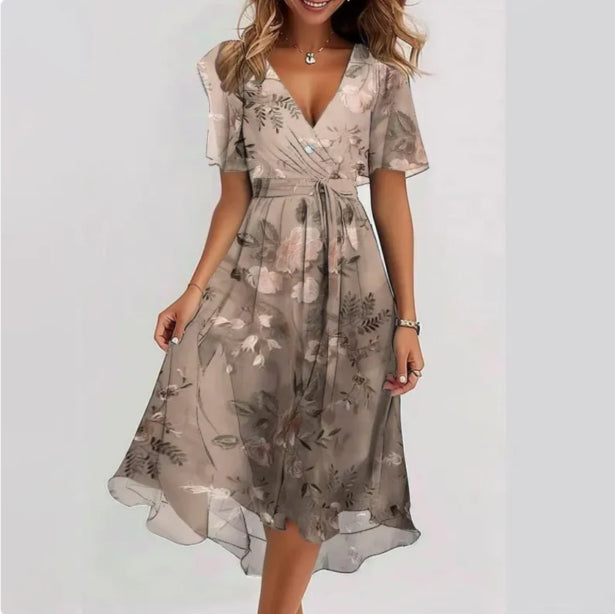 Variant image for Robe Femme Élégante Col en V Polyester Robe de Soirée-15