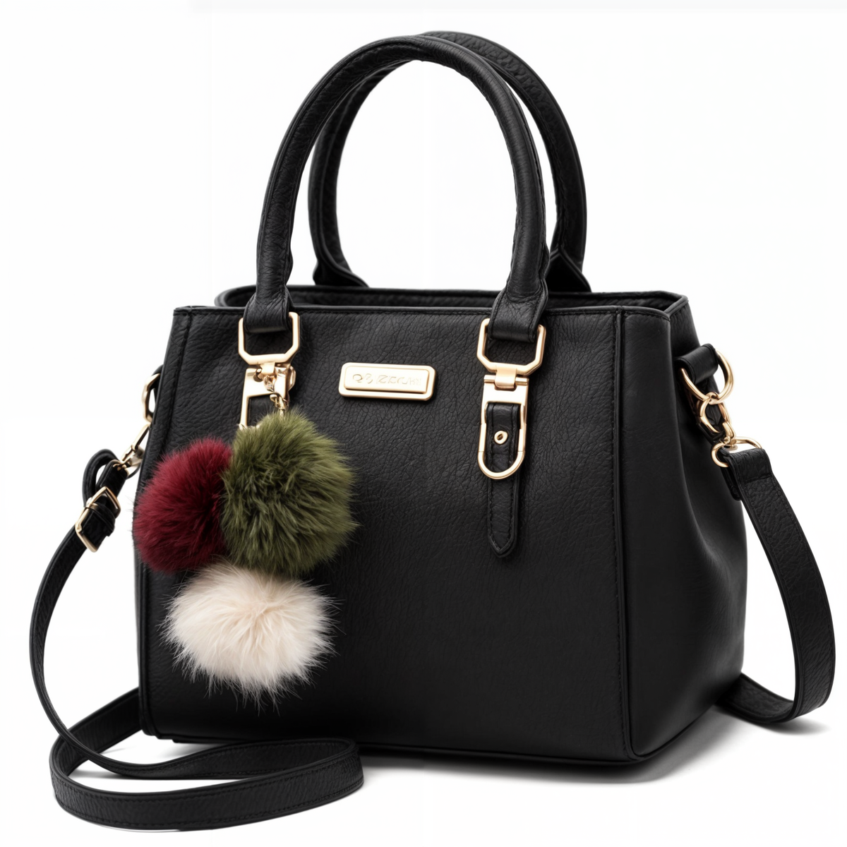 Sac à main à pompon en cuir pour femme
