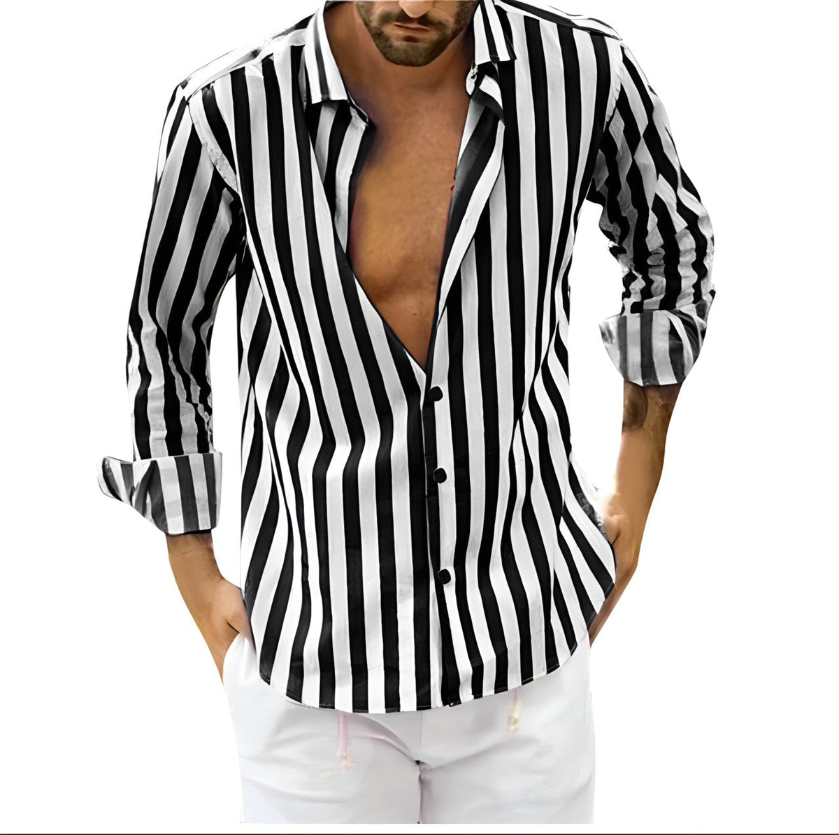 Chemise Homme Rayée Décontractée en Coton Doux 2
