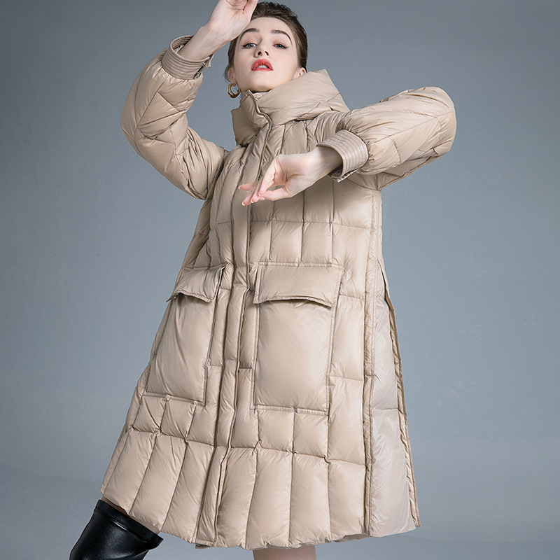 Manteau d'hiver en duvet pour femme avec poches