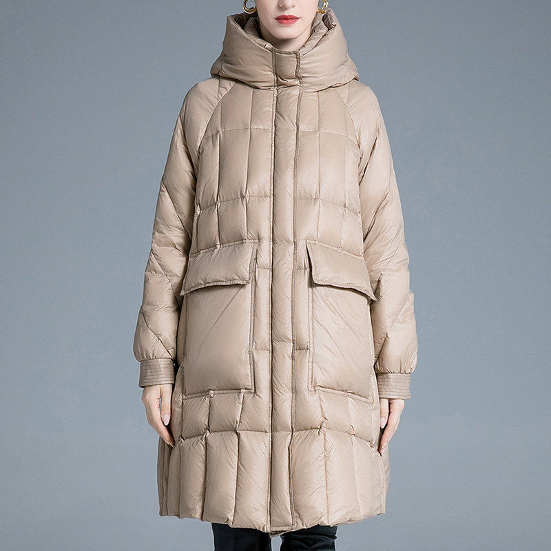 Manteau d'hiver en duvet pour femme avec poches