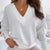 Variant image for Pull Femme Col en V Élégant Coton Polyester-16