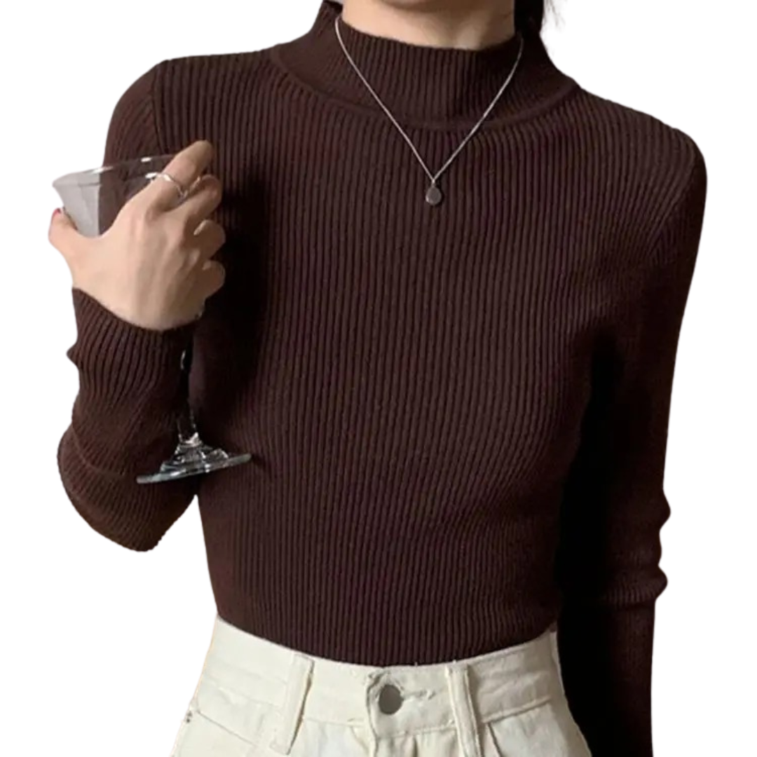 Pull en maille à col ras du cou pour femmes
