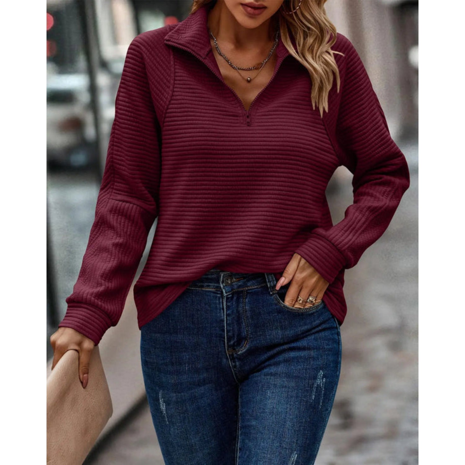 Pull Femme Col V Élégant Mélange Coton Soie 6