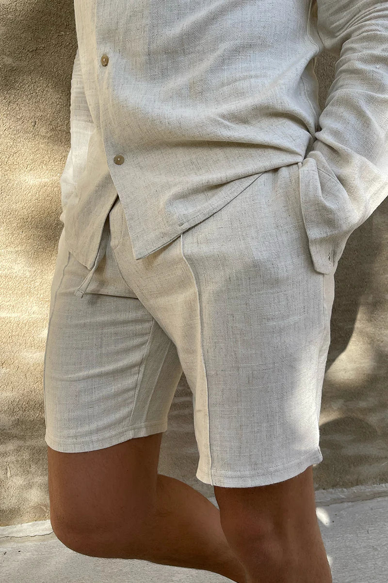 Shorts Pour Hommes En Lin Décontractés-2