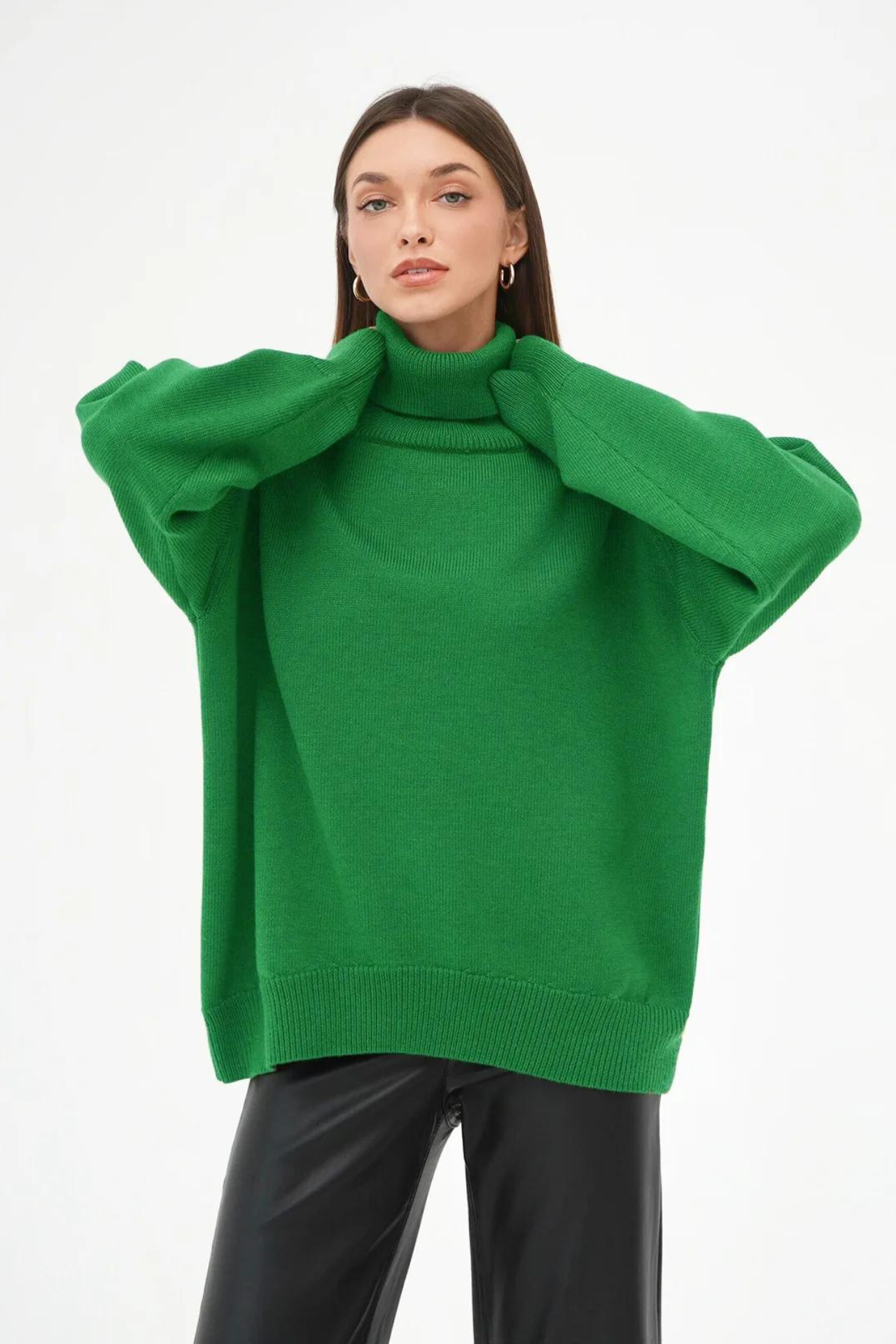 Pull en tricot à col montant pour femmes