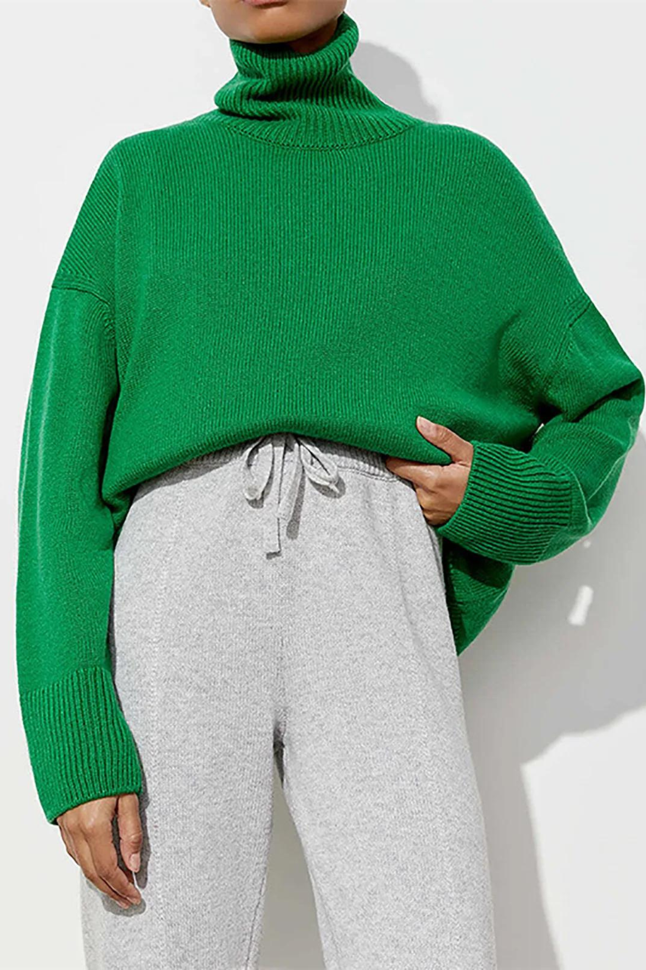 Pull en tricot à col montant pour femmes