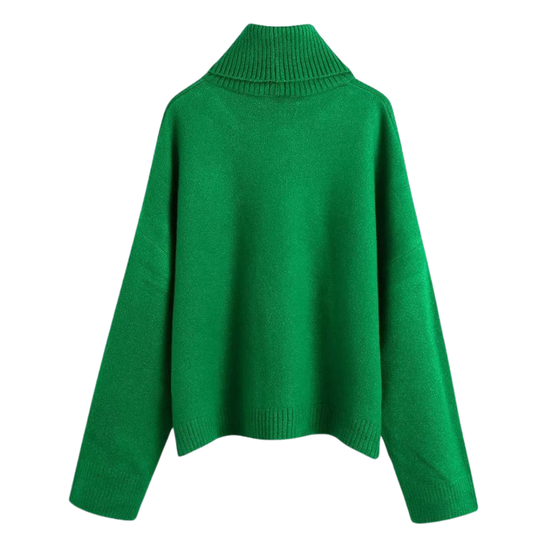 Pull en tricot à col montant pour femmes