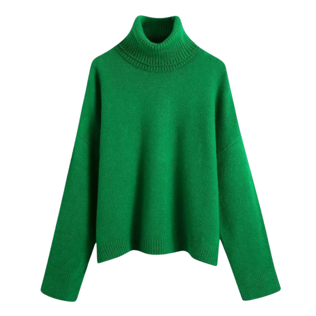 Pull en tricot à col montant pour femmes