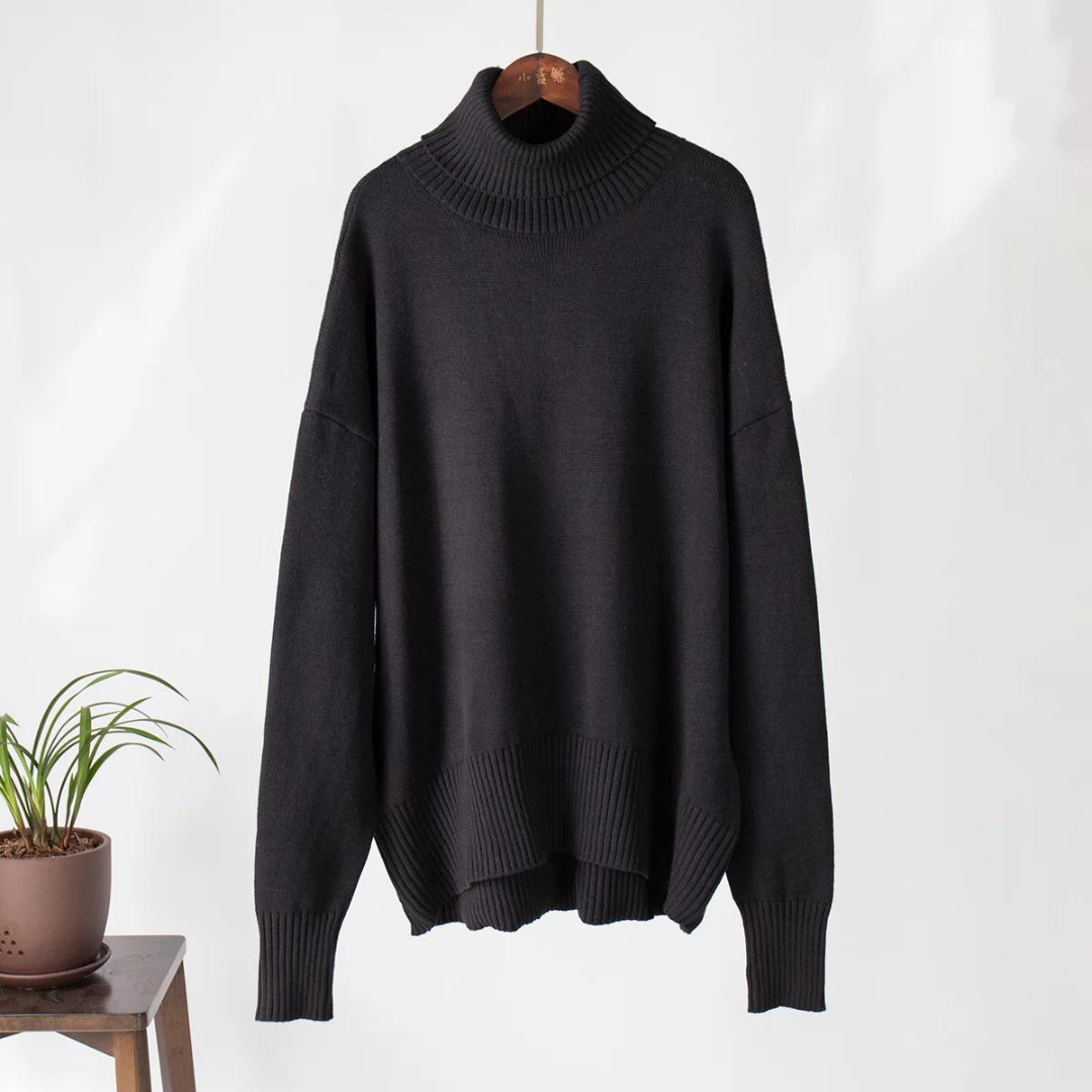 Pull en tricot à col montant pour femmes