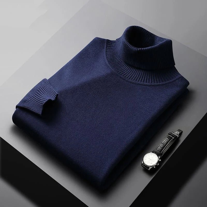 Pull Col Roulé Homme Hiver en Mélange de Coton 1