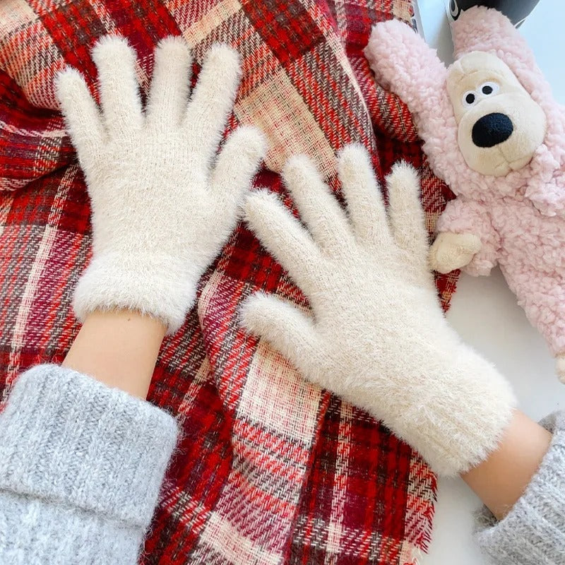 Gants d'hiver en velours de vison