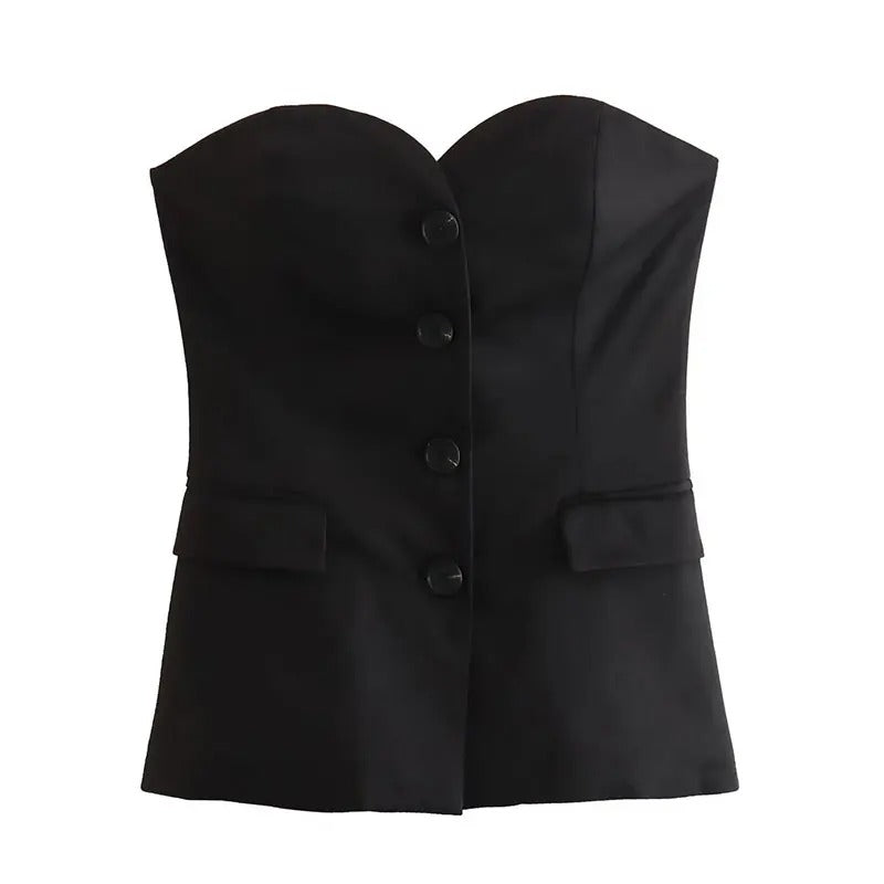 Ensemble tube et pantalon à épaules courtes pour femmes
