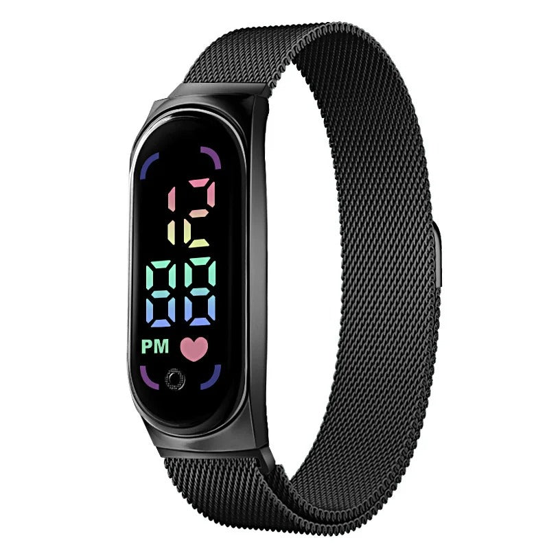 Montre LED à bracelet magnétique pour femme