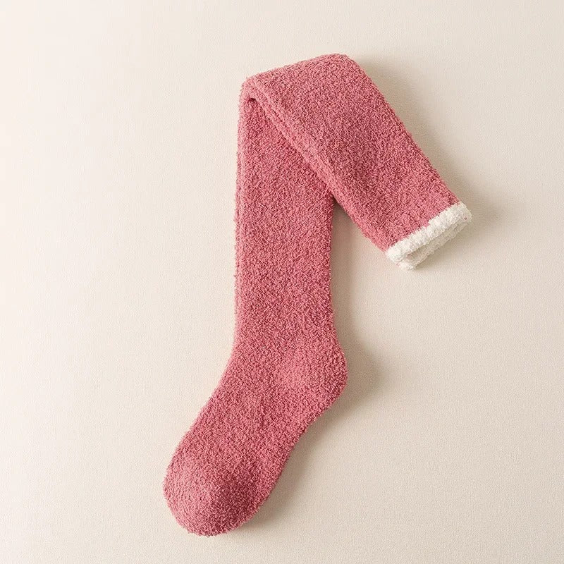 Chaussettes hautes en polaire corail