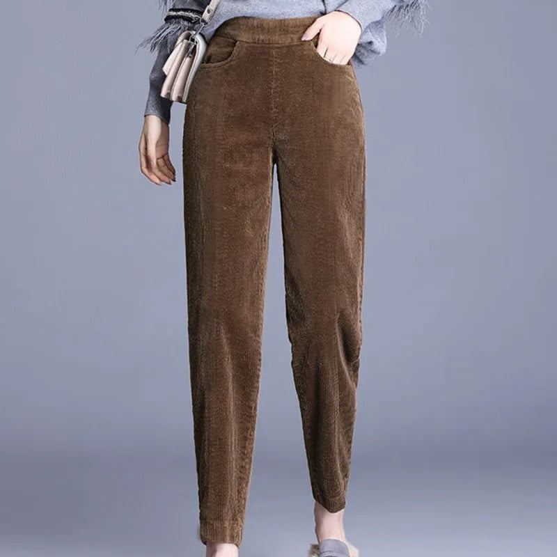 Pantalon chaud en velours côtelé pour femmes