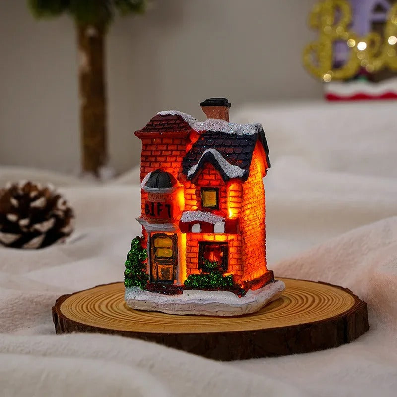 Ensemble de 6 maisons de village à LED pour scène de Noël