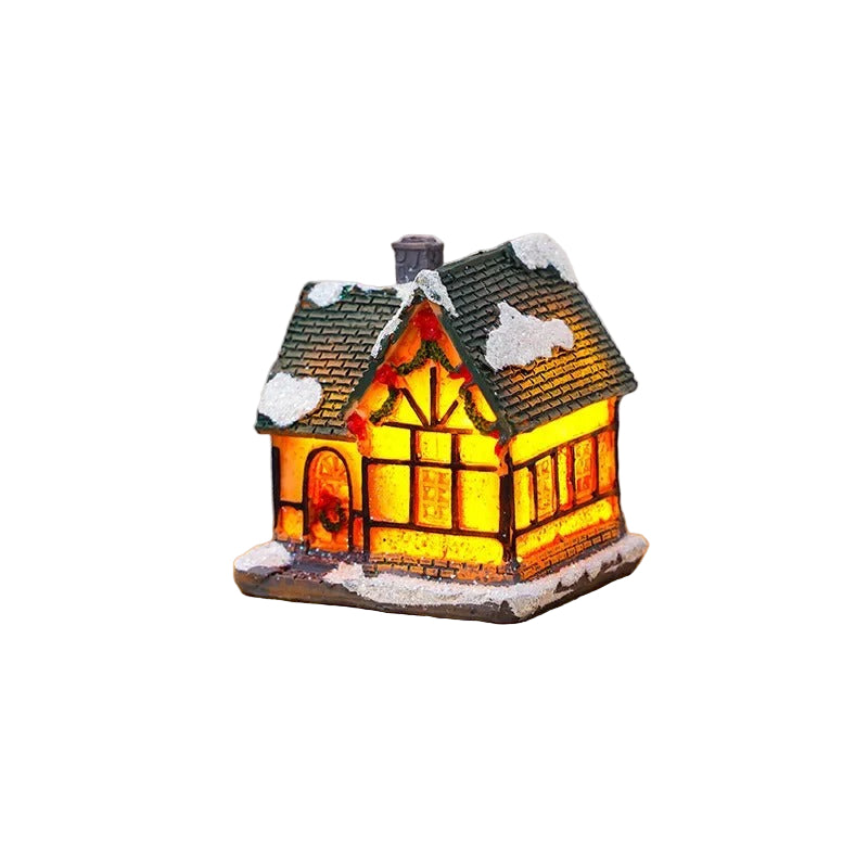 Ensemble de 6 maisons de village à LED pour scène de Noël