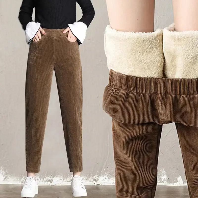Pantalon chaud en velours côtelé pour femmes
