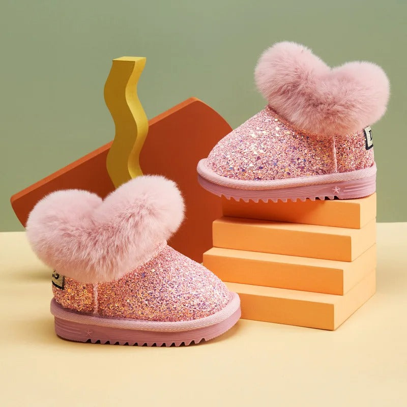 Bottes de neige chaudes en peluche à fond souple pour enfants
