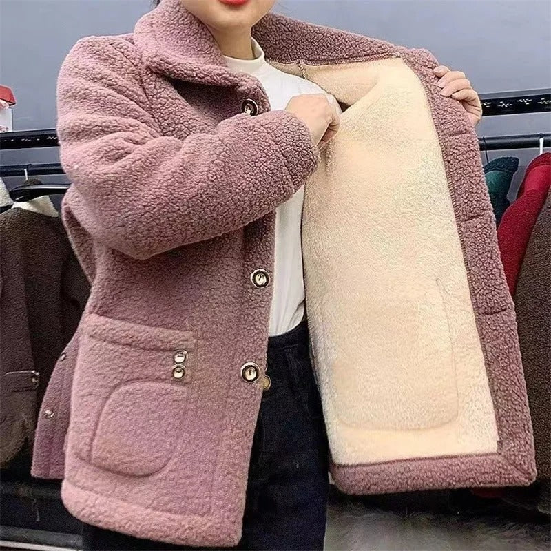 Manteau d'hiver en polaire épaisse pour femmes