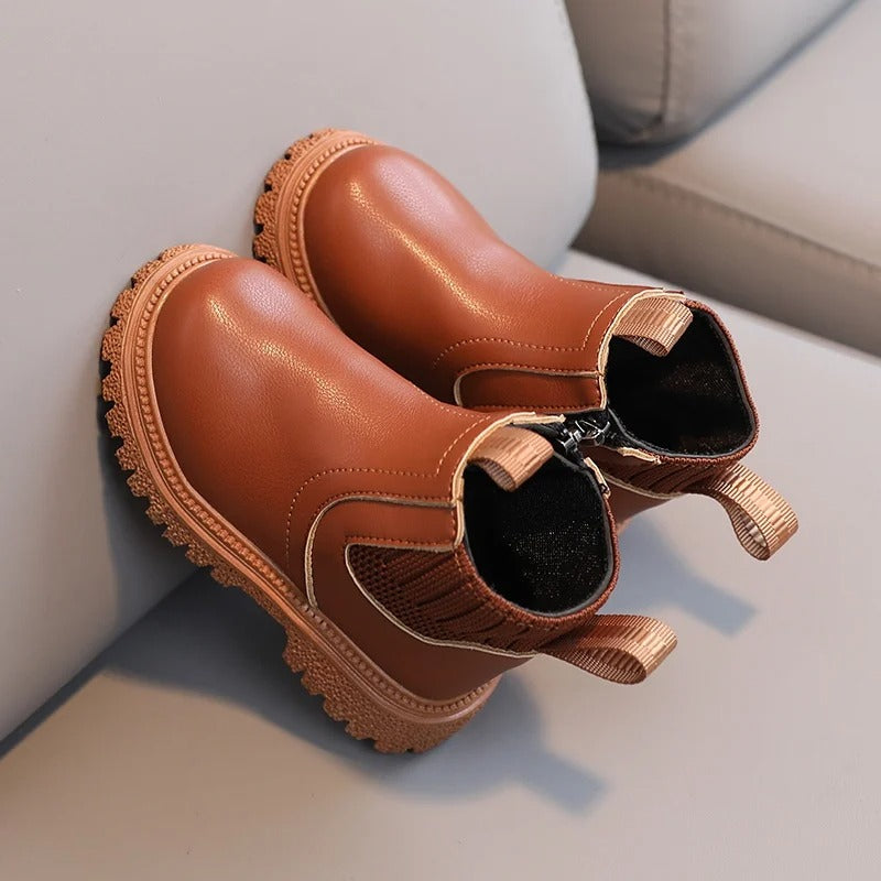 Bottes en cuir à fermeture éclair latérale pour enfants