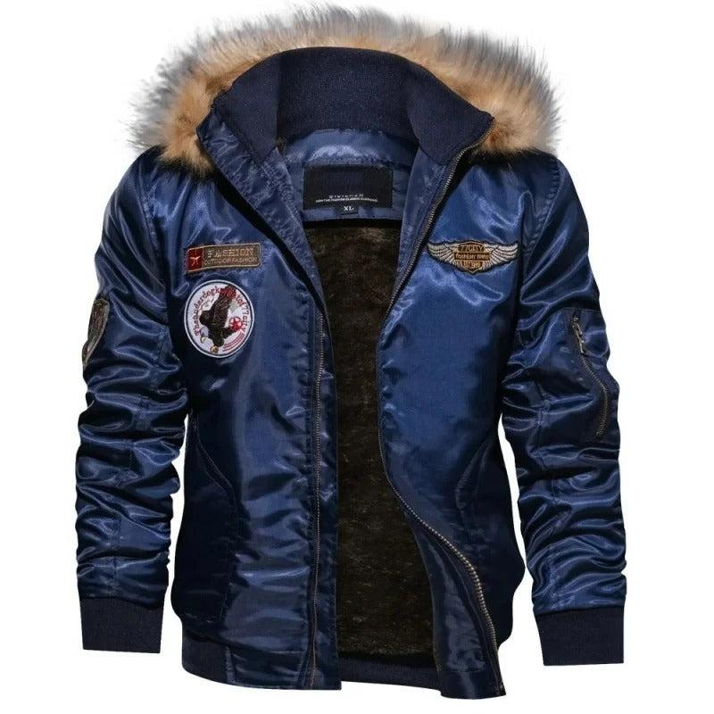 Blouson bombardier en peluche épaisse pour hommes