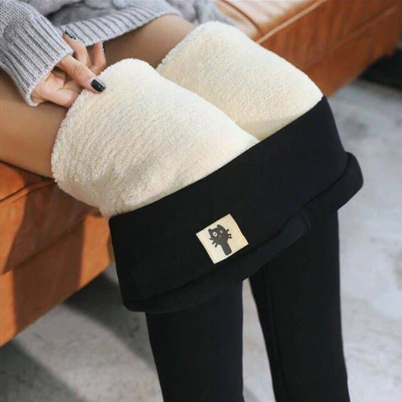 Leggings d'hiver pour femmes en laine polaire doublée de velours