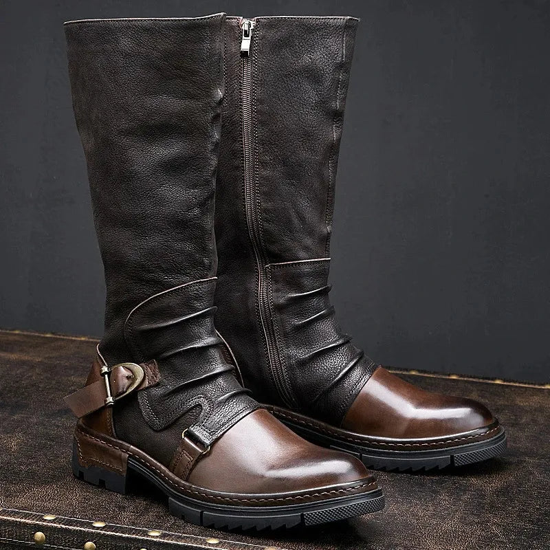 Bottes Hiver Homme Cuir Élégantes Hautes pour Hommes-1